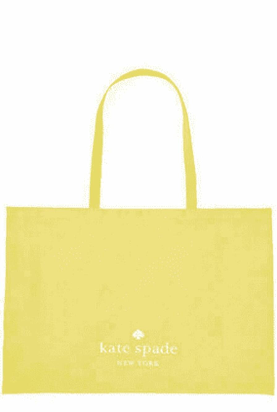 Kate Spade Large Cotton Beach Shop Market Reusable Tote Bag Yellow Foldable